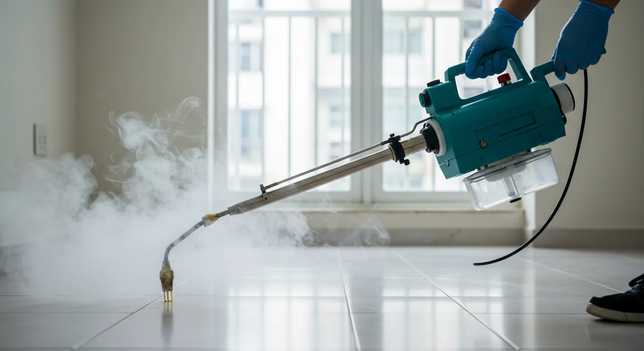 ULV cold-fogging machine in a clean Singapore residence